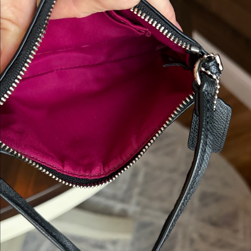 Coach Corner Zip Wristlet in Cranberry and Black Leopard Print - Picture 5 of 10